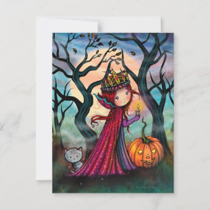 Cartão Postal Pequeno Vampiro com Gato Listrado