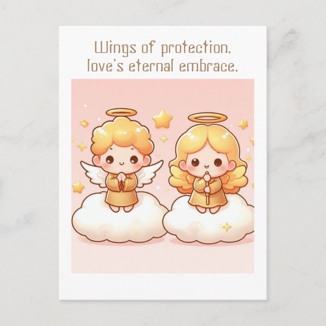 Cartão Postal Pequenos e bonitos Anjos Guardiões do ouro (Frente)
