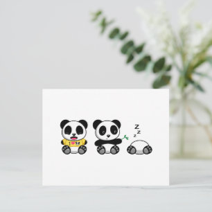 Cartão Postal Pequenos Pandas Bonitos em Branco