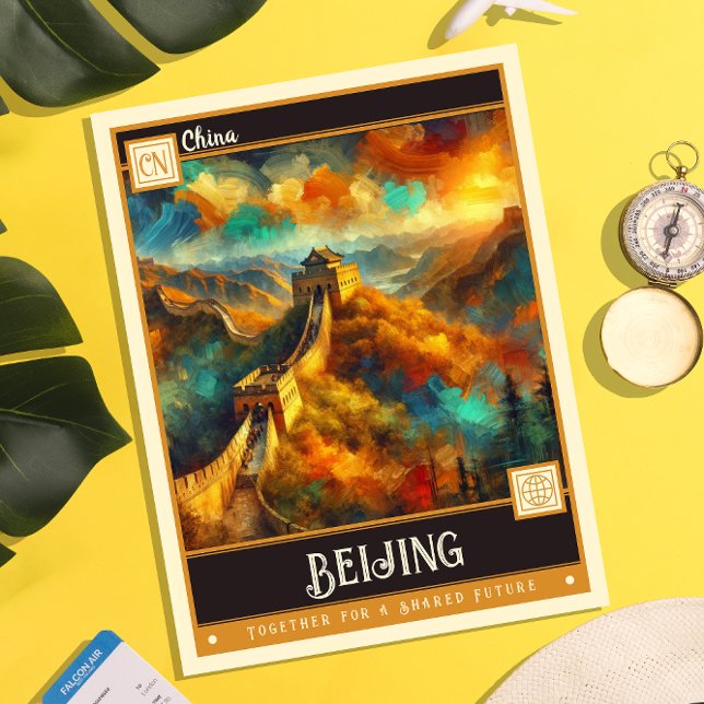 Cartão Postal Pequim, China | Vintage Painting (Criador carregado)