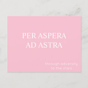 Cartão Postal Per Aspera Astra Latino Cotação Postcard - Rosa