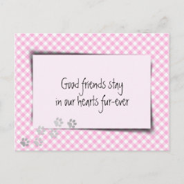 Cartão Postal Perda de Animal de Estimação em Xadrez Rosa do Vet