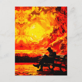 Cartão Postal Perdido em Pensamento – Reflexo Surreal do Pôr do