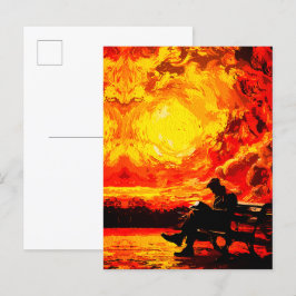 Cartão Postal Perdido em Pensamento – Reflexo Surreal do Pôr do