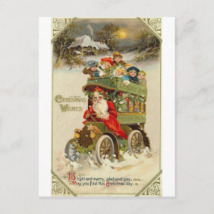 Cartão Postal Père Noël bus et enfants