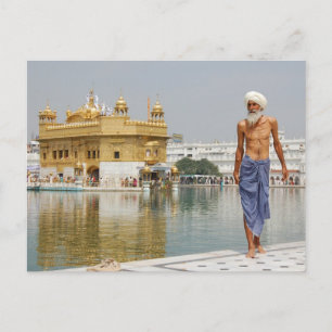 Cartão Postal Peregrino Sikh no Templo do Ouro Amritsar Índia