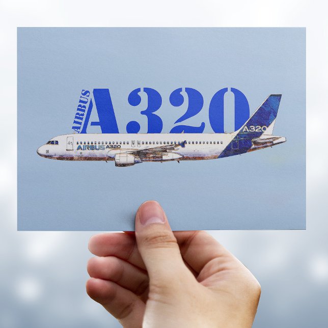 Cartão Postal Perfil de desenho de aquarela da aeronave A320 (Criador carregado)