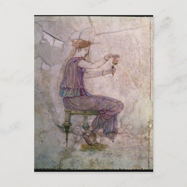 Cartão Postal Perfume de derramamento da mulher em um Phial (Frente)
