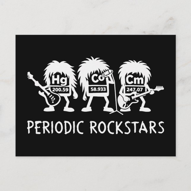 Cartão Postal Periodic Rockstars Chemistry Humor (Frente)