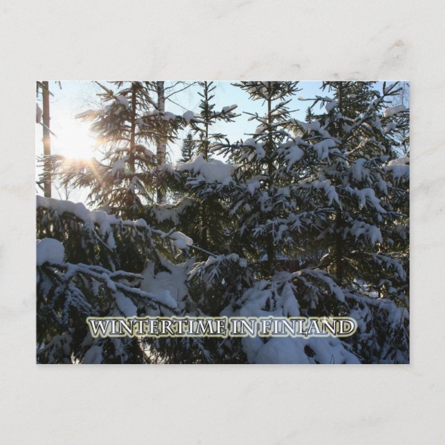 Cartão Postal Período de inverno na Finlândia (Frente)