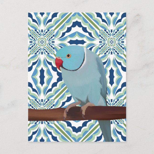 Cartão Postal Periquito de pescoço azul-índio (Frente)