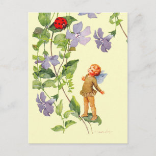 Cartão Postal Periwinkle Elf e Ladybug
