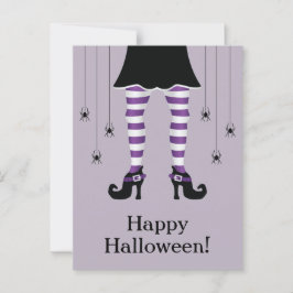 Cartão Postal Pernas de Bruxa Roxa e Aranhas Feliz Halloween Tex