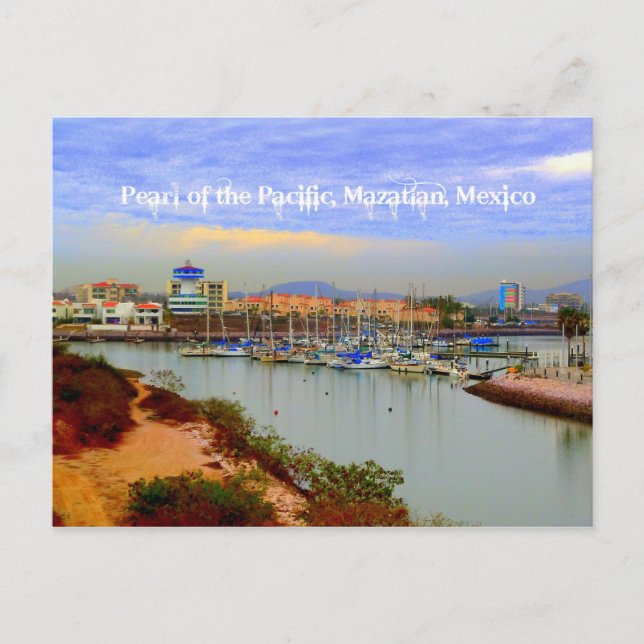 Cartão Postal Pérola do Pacífico, Mazatlan México Marina (Frente)