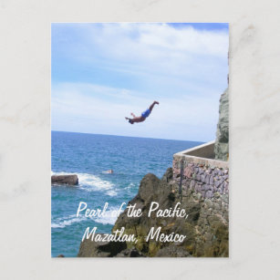 Cartão Postal Pérola do Pacífico, mergulhador do penhasco de