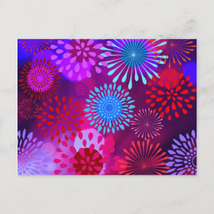 Cartão Postal Pérolas de Flor de Flores Funky Abstrato Sparkle
