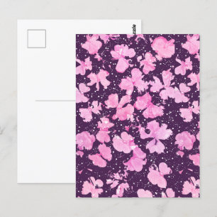 Cartão Postal Pérolas de Flor de Pintura, Acrínicas, Rosa