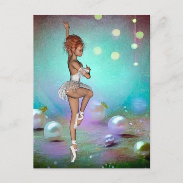 Cartão Postal Pérolas Pintadas Fundo e Ballerina Dançante (Frente)