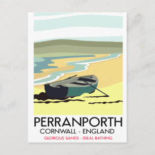 Cartão Postal Perranporth Cornwall poster de viagens à beira-ma