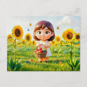 Cartão Postal Personagem Cute 3D do Zodíaco de Virgem