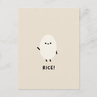 Cartão Postal personagem de arroz fofo minimalista kawaii arroz