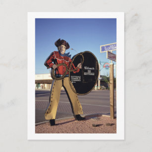 Cartão Postal Personagem de cowboy que dá boas-vindas a turistas