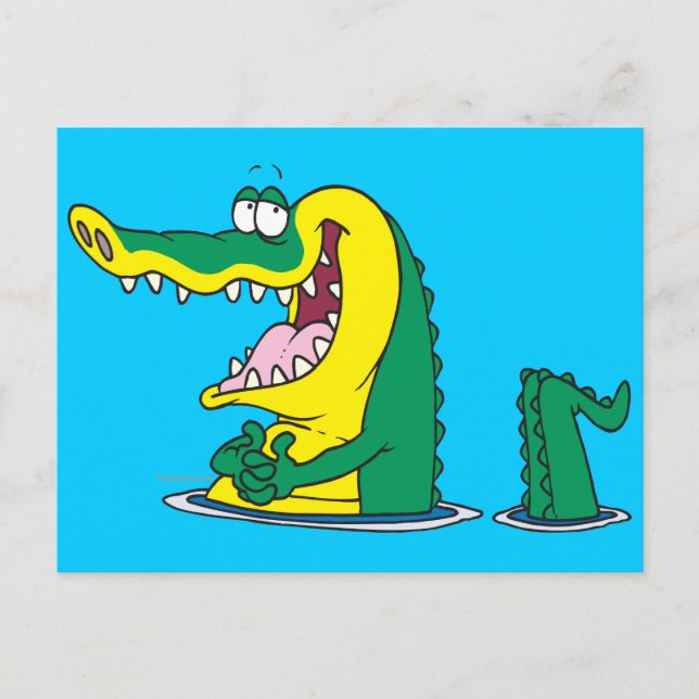 Cartão Postal personagem de desenho animado de crocodilo do bobo (Frente)