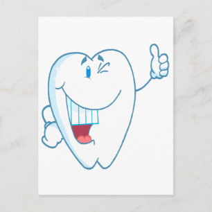 Cartão Postal Personagem de desenho animado de dente limpo sorri