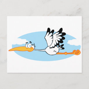 Cartão Postal Personagem de desenho animado Mascote Cegonha