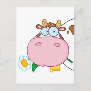 Cartão Postal Personagem de desenho cabeça de vaca
