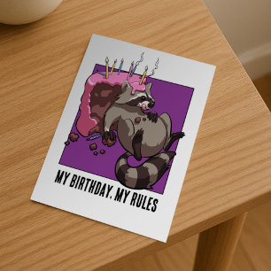 Cartão Postal Personagem de Guaxinim Fofo Bolo Aniversário Minha