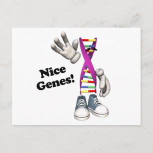 Cartão Postal Personagem de tira de DNA engraçado Genes legais
