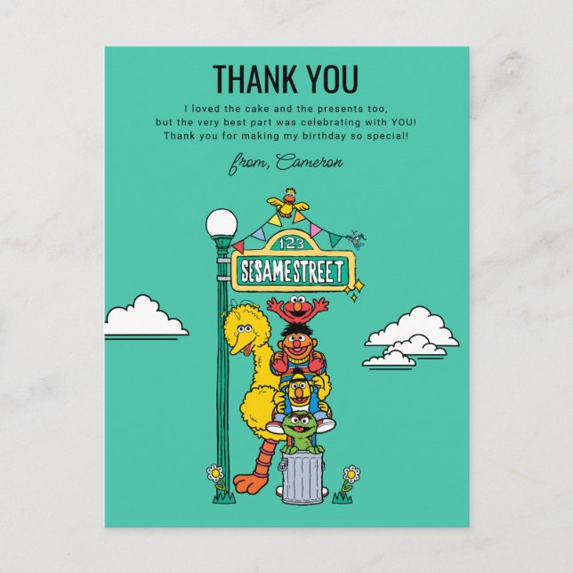 Cartão Postal Personagens da Rua Sésamo & Placa de Trânsito Agra (Frente)