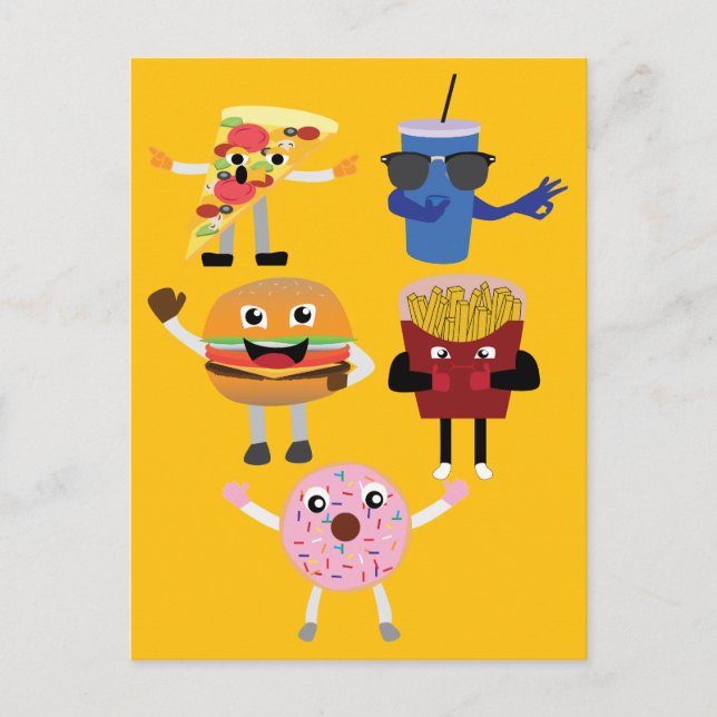Cartão Postal Personagens de Comida (Frente)