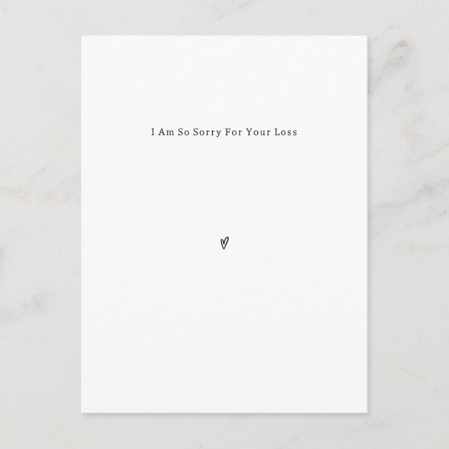 Cartão Postal Personalised Grief Mourning Sorry For Your Loss. (Frente)
