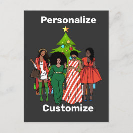 Cartão Postal Personalização do Black Sista de Natal Melanin