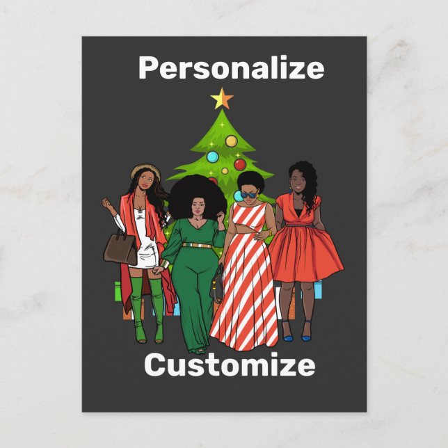 Cartão Postal Personalização do Black Sista de Natal Melanin (Frente)