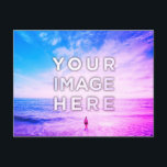 Cartão Postal Personalizado 2 Fotos Roxo Retrowave<br><div class="desc">Envie sua foto e crie seu cartão postal personalizado Purple retrowave! Faça o presente perfeito para amigos, casal, crianças e familiares, crie sua melhor lembrança, diga olá para seus entes queridos em suas viagens! Você deseja comprar estas paisagens de praia sem personalizá-las? Estas incríveis fotos de Frank Mckenna feitas em...</div>