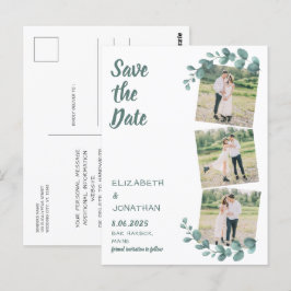 Cartão Postal Personalizado 3 Foto Eucalyptus Casamento Salvar A