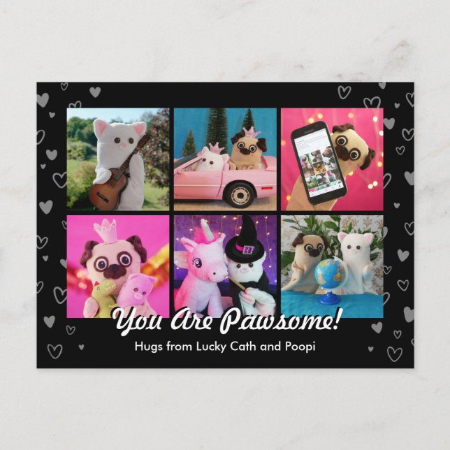 Cartão Postal Personalizado Corações Pretos Personalizados Foto  (Frente)