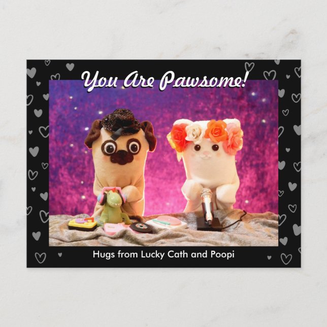 Cartão Postal Personalizado Corações Pretos Personalizados Foto  (Frente)