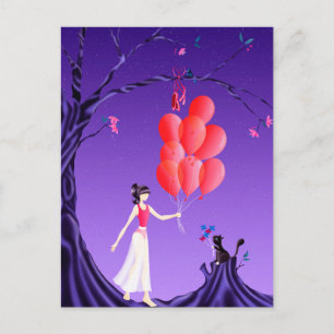 Cartão Postal Personalizado da Bailarina e do Gato