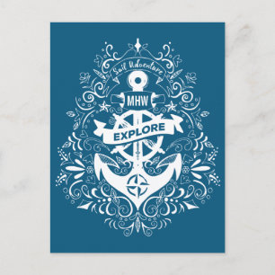 Cartão postal personalizado de Âncora decorativa