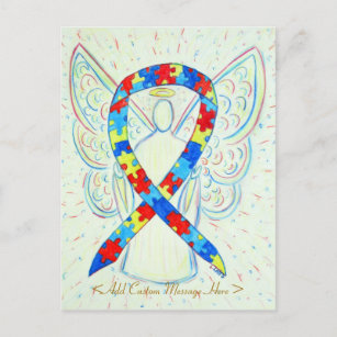 Cartão postal personalizado de anjo da fita de sen