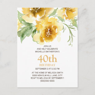 Cartão postal personalizado de flores amarelas par