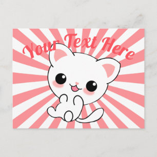 Cartão Postal Personalizado de Kawaii White Kitten