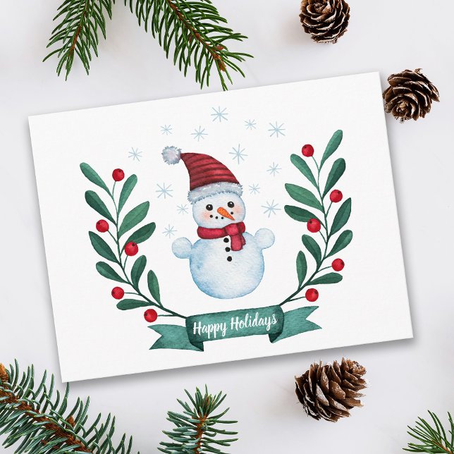 Cartão Postal Personalizado de Neve de Aquarela de Natal (Criador carregado)