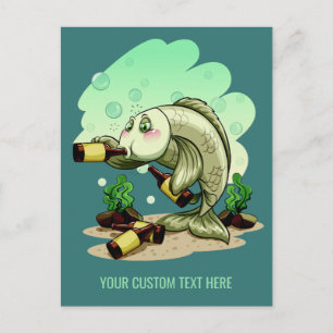 Cartão postal personalizado de Peixe bebendo