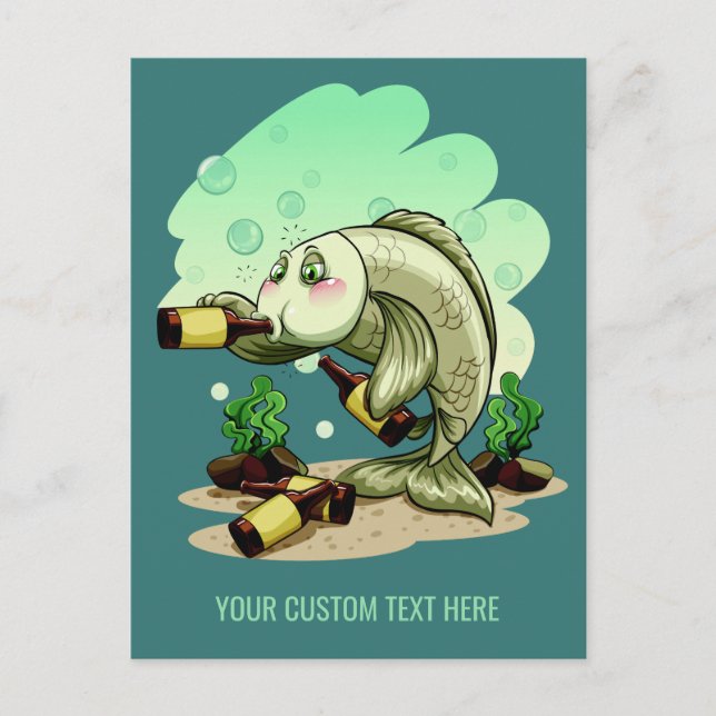 Cartão postal personalizado de Peixe bebendo (Frente)