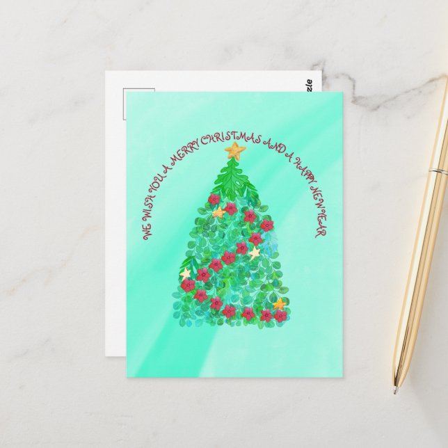 Cartão Postal PERSONALIZADO Desejamos um Feliz Natal (Frente/Verso In Situ)